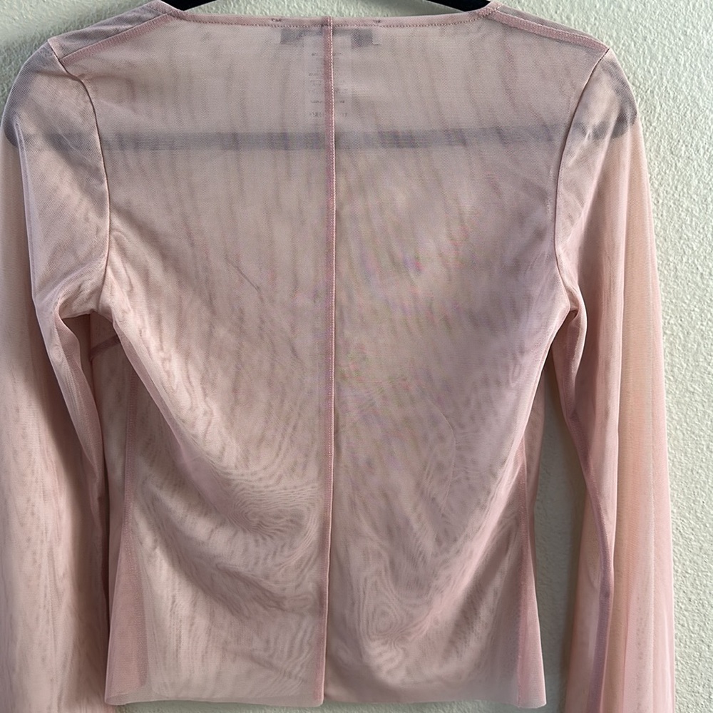 Kathryn Bowen Pulling Seamed Mesh Cardigan in Dusty Rose/Off White Size 6 - Picture 11 of 16
